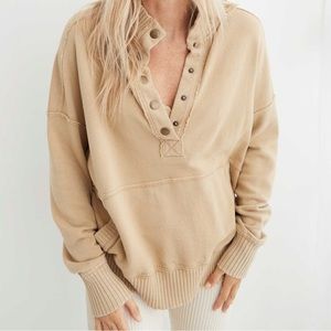 Aerie (American Eagle) “Oh Snap!” Weekend Henley Sweatshirt